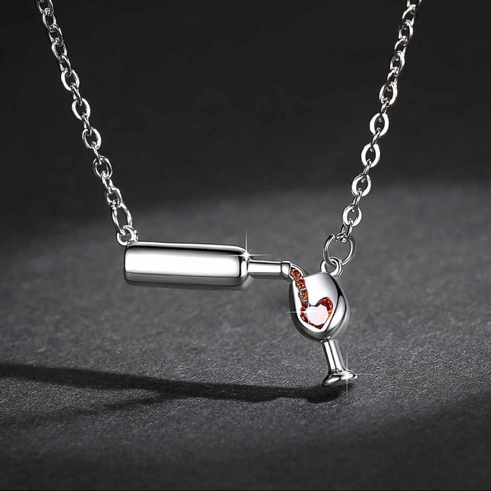 2/$20!  Silver Wine Lovers Necklace - Picture 5 of 8